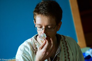 Christophe Leroy smelling flower (used with permission)