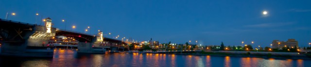 Vince Ferguson - Burnside Bridge and Supermoon (Panoramic) - Digital Image